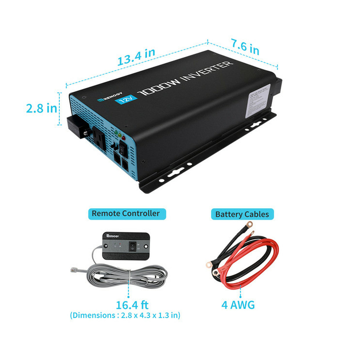 Renogy 1000W 12V Pure Sine Wave Inverter – Level Up Suspension
