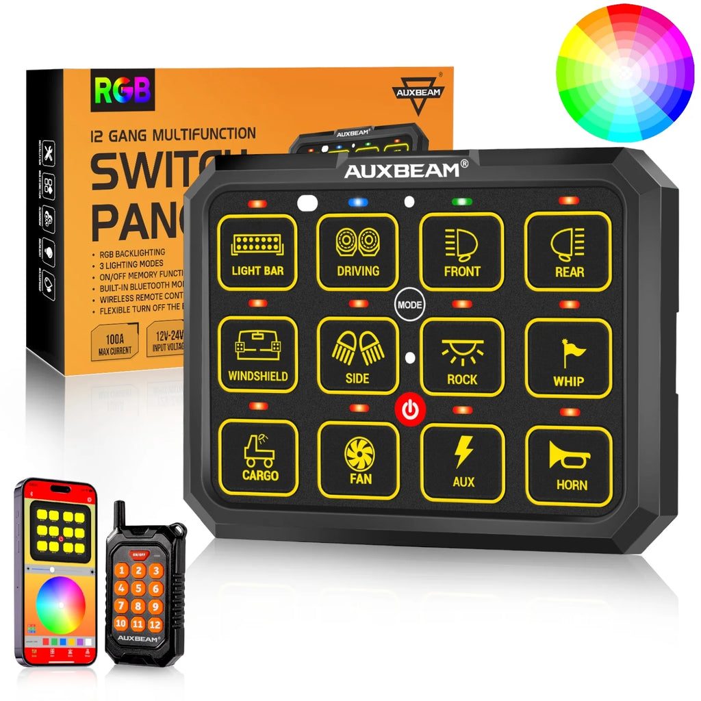 Auxbeam 12 Switch Panel – Level Up Suspension Auxbeam 12 Switch Panel – Level Up Suspension