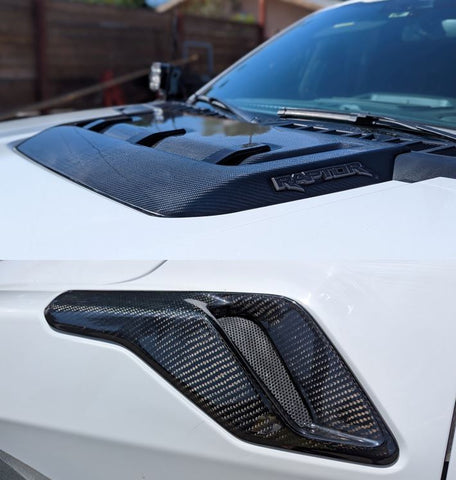 Level Up Carbon Fiber Hood Cowl/Vent & Side Vent Budle [21+ Raptor]