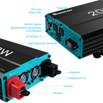 Reonogy 2000W 12V Pure Sine Wave Inverter