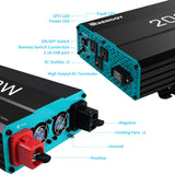 Reonogy 2000W 12V Pure Sine Wave Inverter